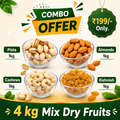 Premium 4KG Mix Dry Fruits Combo – Almonds, Cashews, Pistachios & Kishmish (1KG Each)